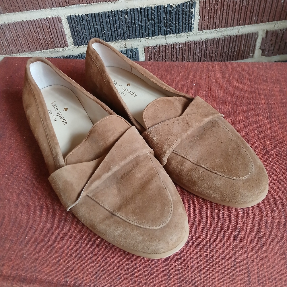 Kate Spade Tan Suede Slip-On Loafers